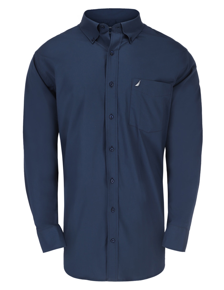 Camisa casual Nautica de algodón manga larga para hombre