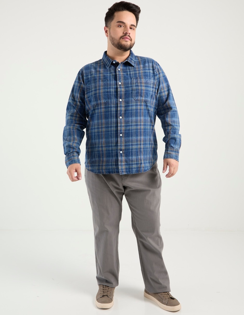 Camisa casual de algodón manga larga para hombre