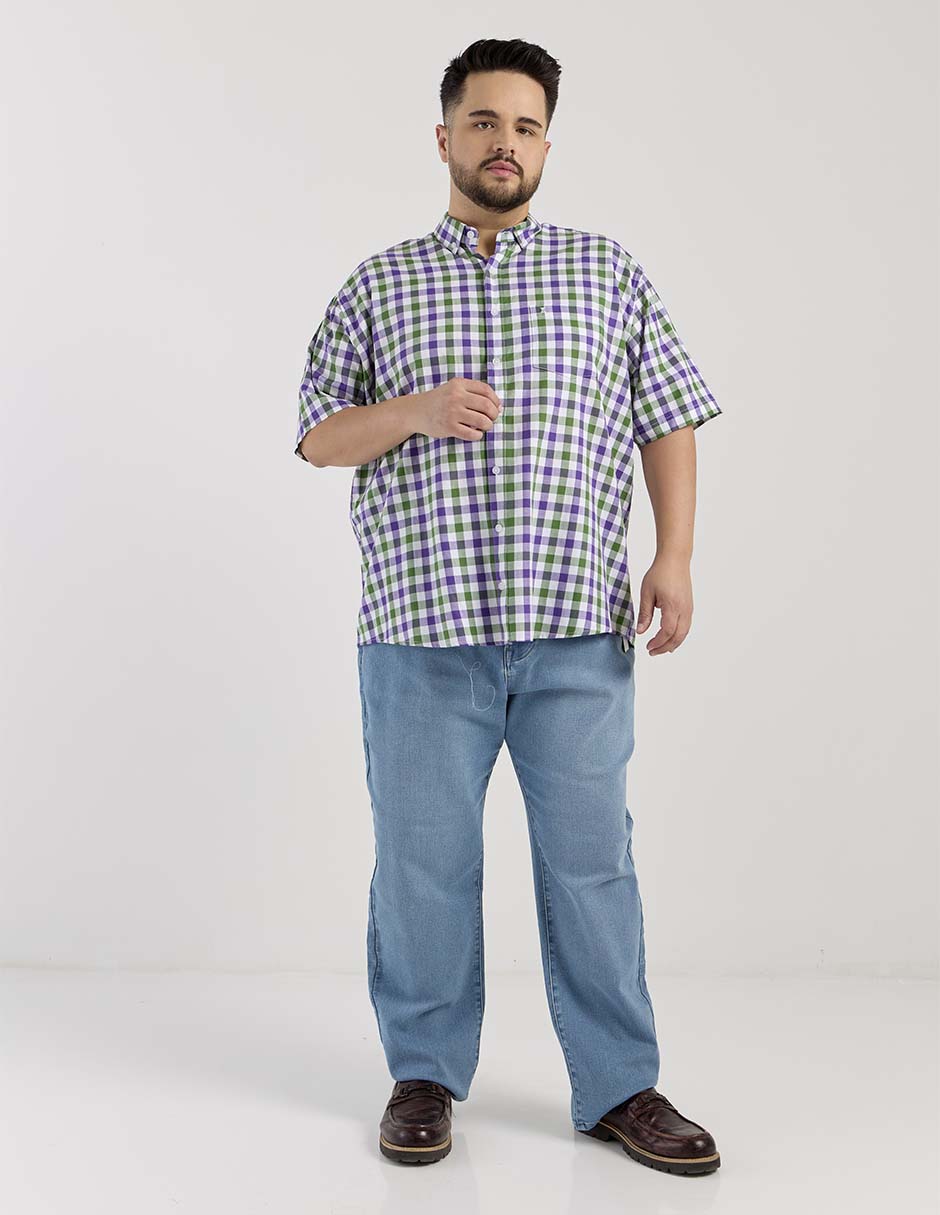Camisa casual de algodón manga corta para hombre