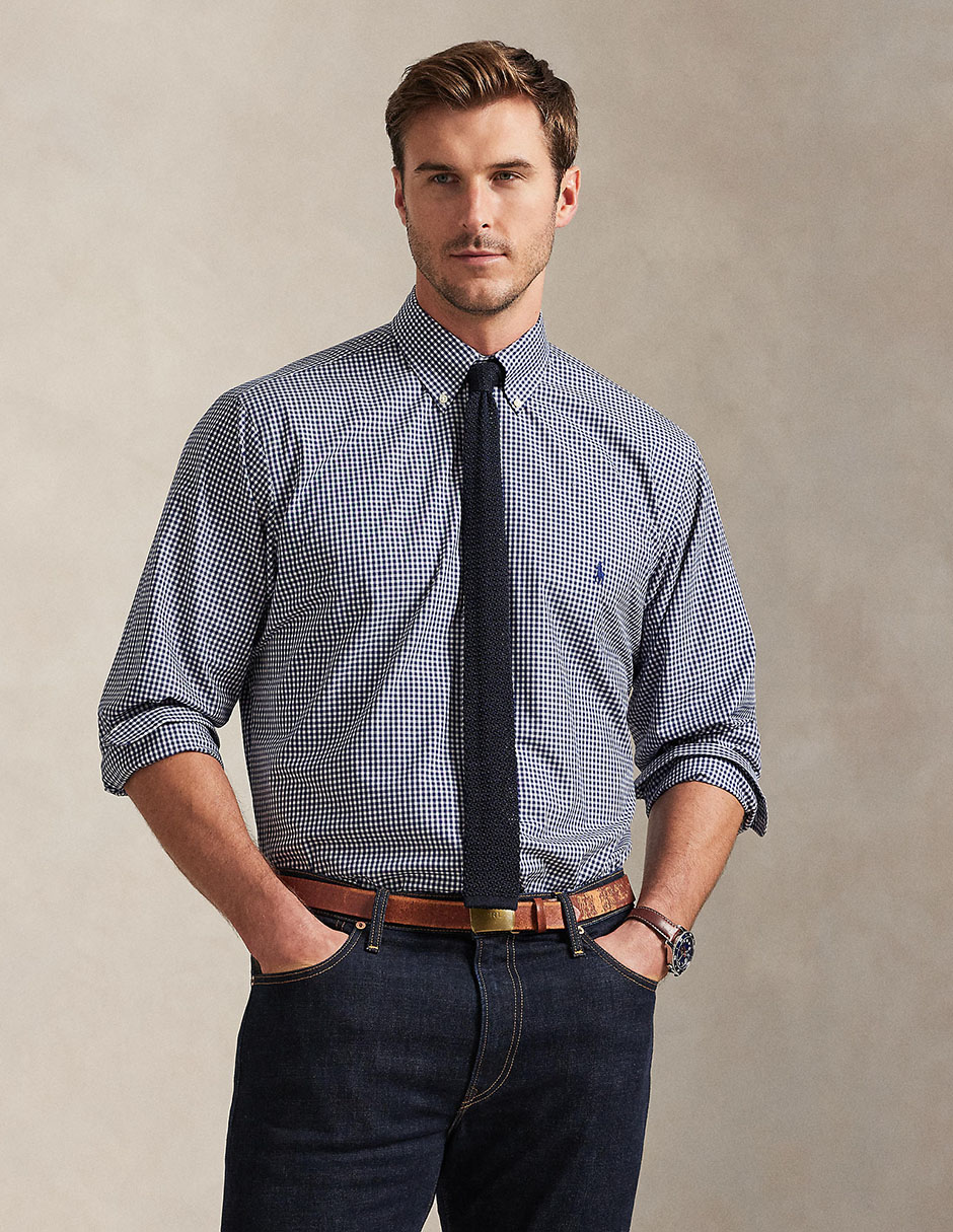 Camisa casual Polo Rl de algodón manga larga para hombre Camisa casual Polo Rl de algodón manga larga para hombre