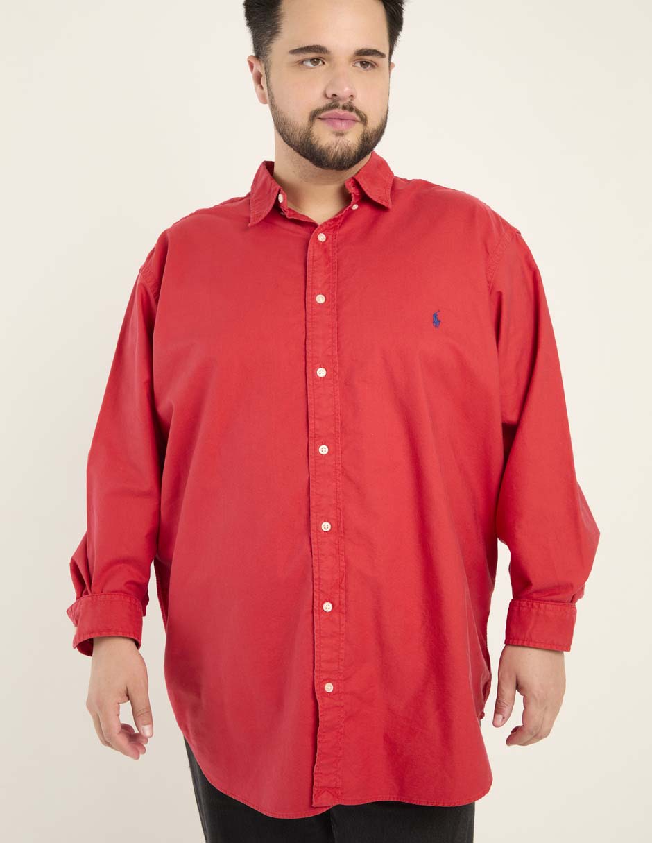 Camisa casual polo rl de algodón manga larga para hombre
