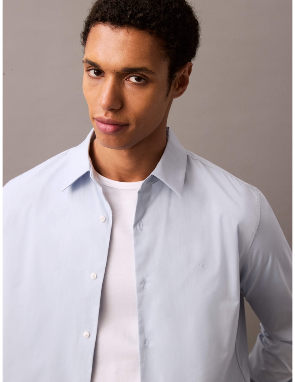 Camisa casual de algodón manga larga para hombre