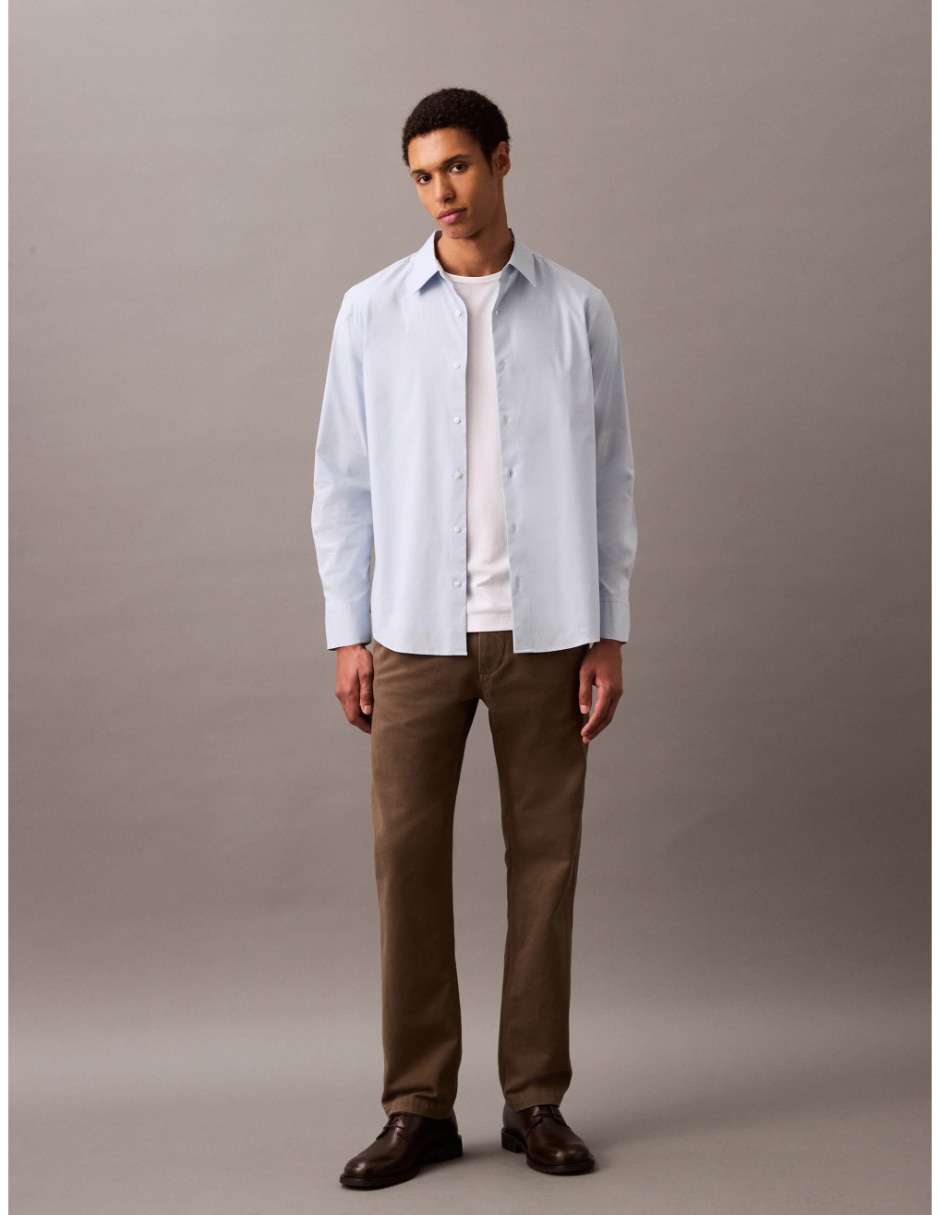 Camisa casual de algodón manga larga para hombre