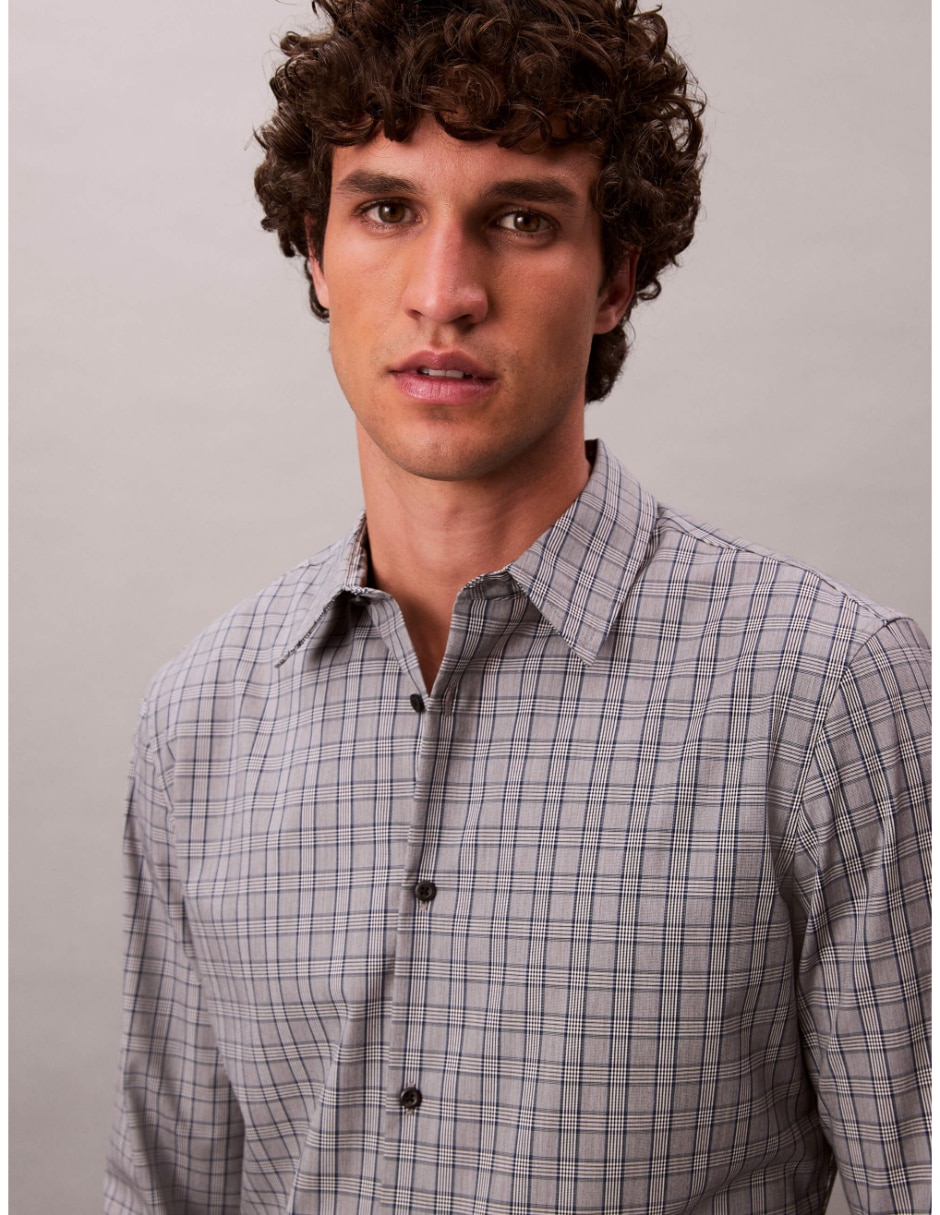 Camisa casual de algodón manga larga para hombre