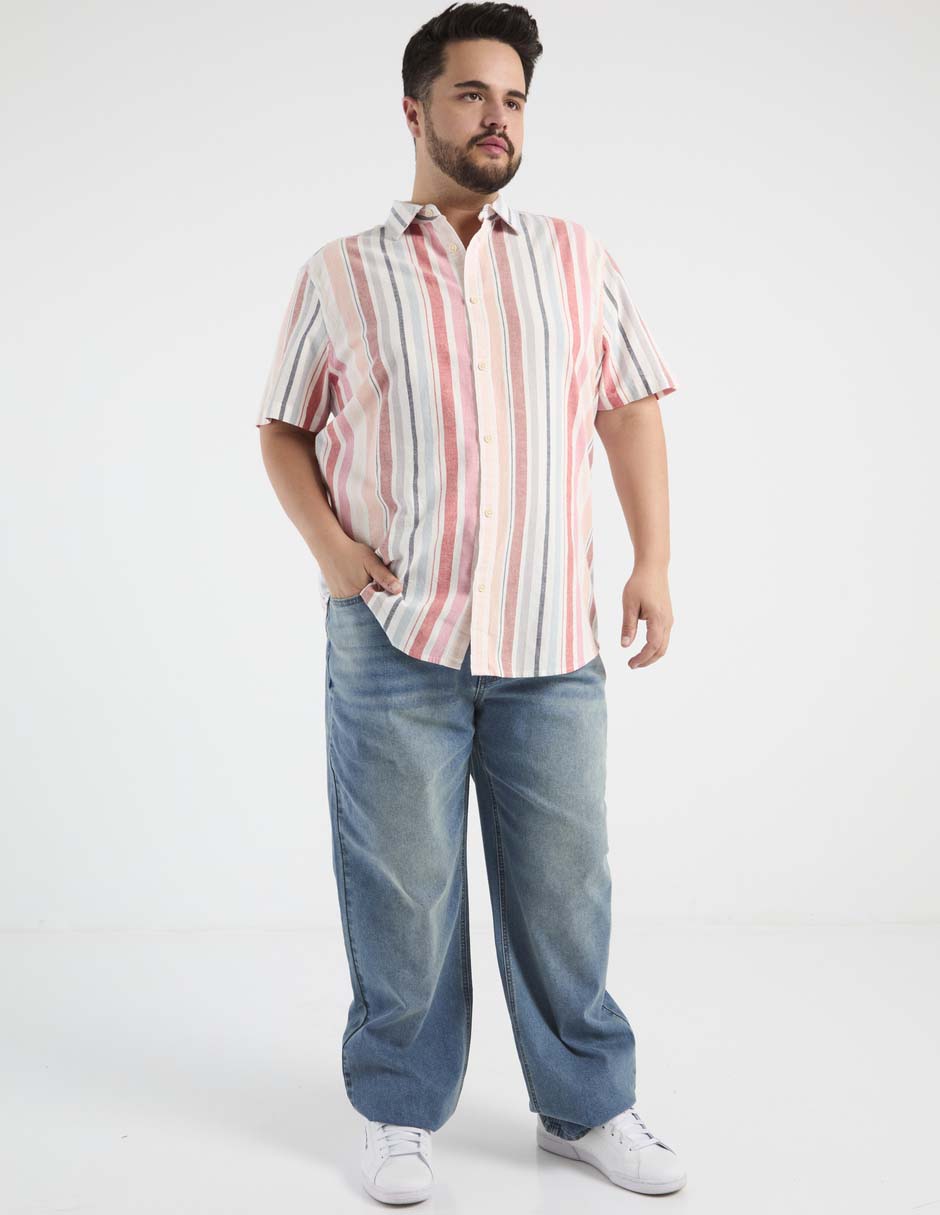 Camisa casual de algodón manga corta para hombre