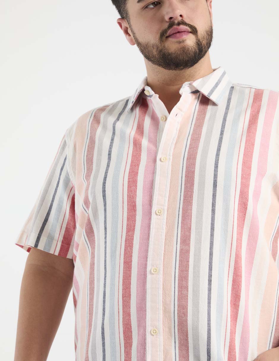 Camisa casual de algodón manga corta para hombre