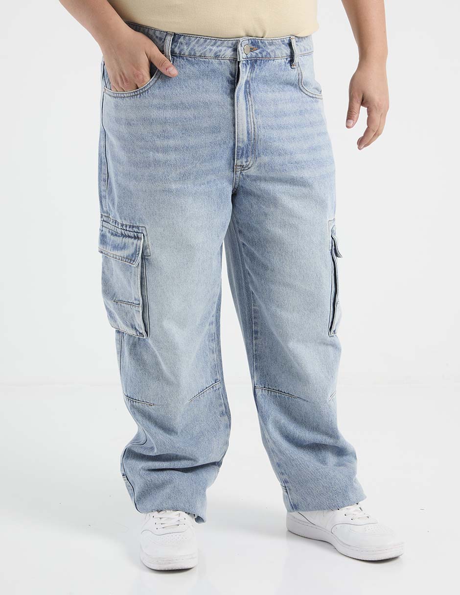 Jeans cargo straight That's It lavado claro para hombre