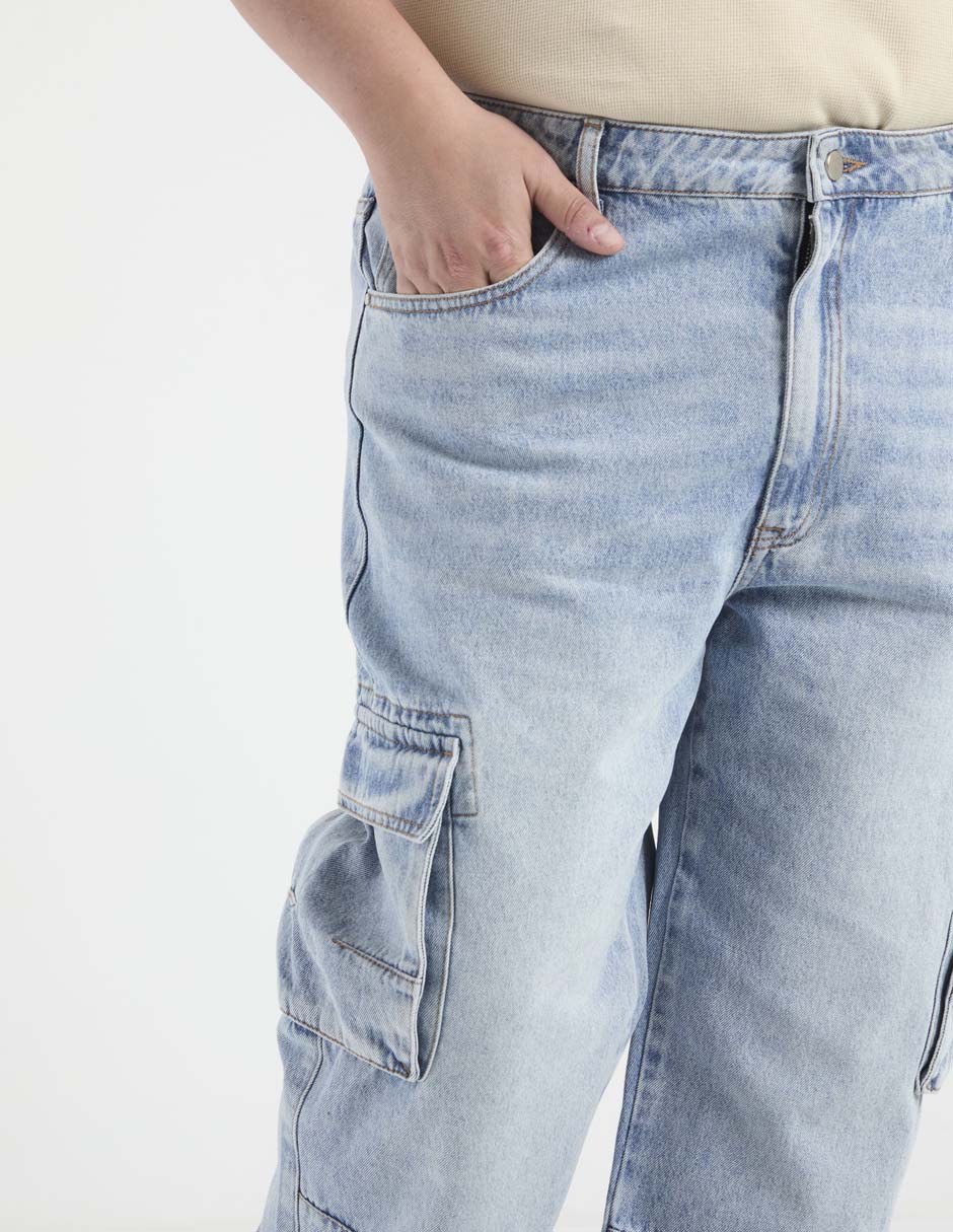 Jeans cargo straight That's It lavado claro para hombre