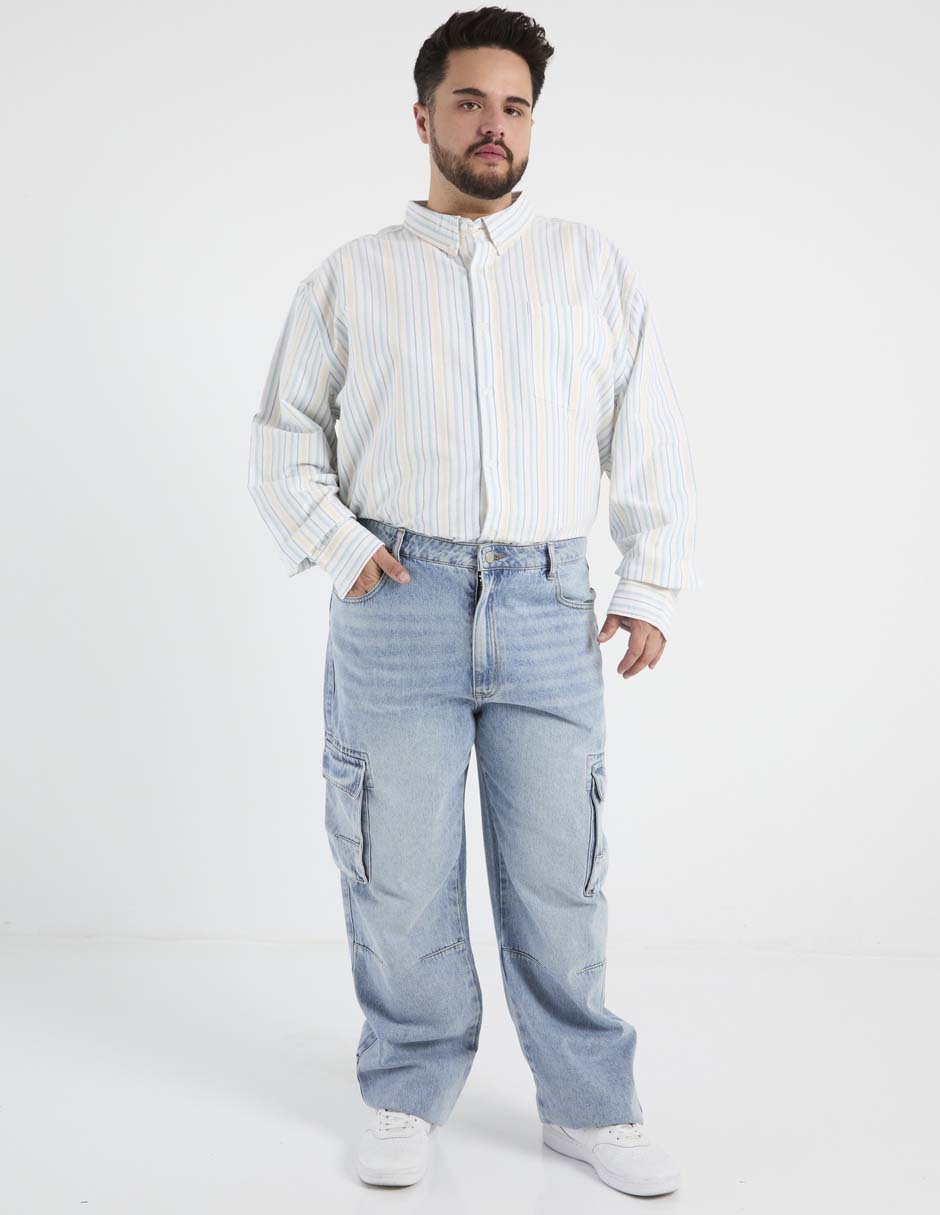 Camisa casual Jbe de algodón manga larga para hombre