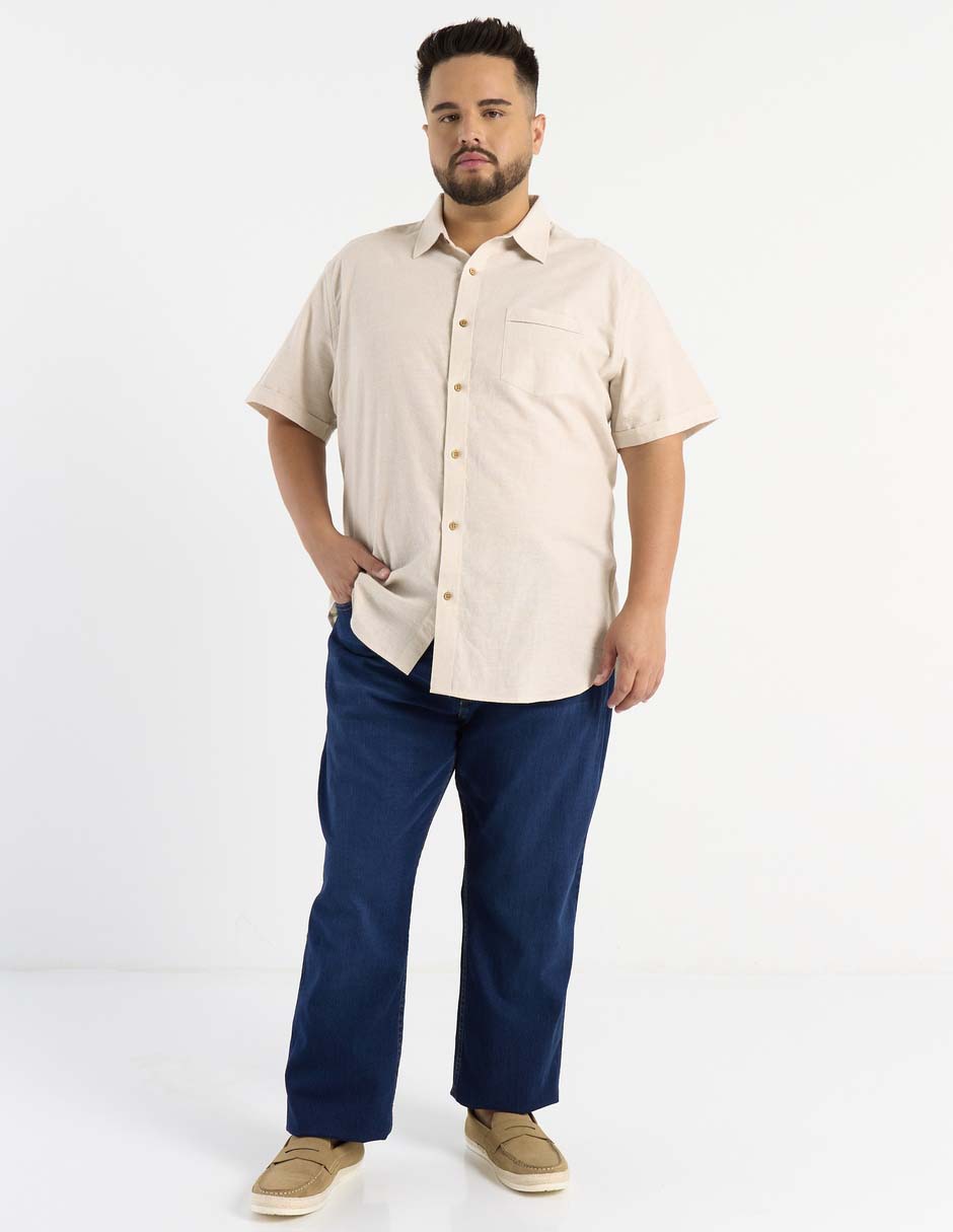 Camisa casual Jbe de algodón manga corta para hombre