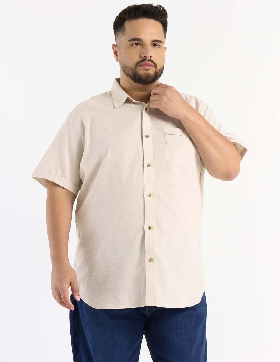 Camisa casual de algodón manga corta para hombre