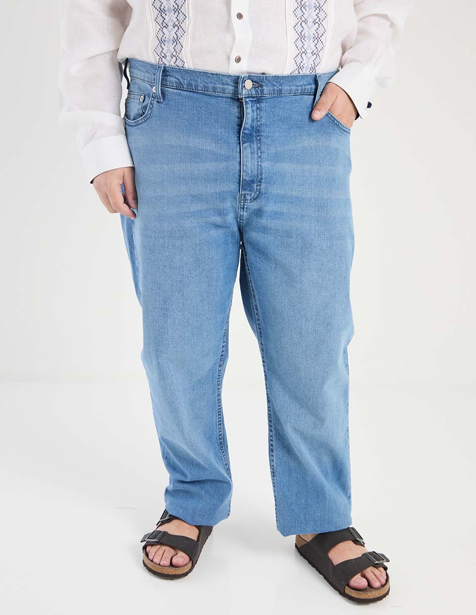 Jeans straight lavado whisker para hombre 1