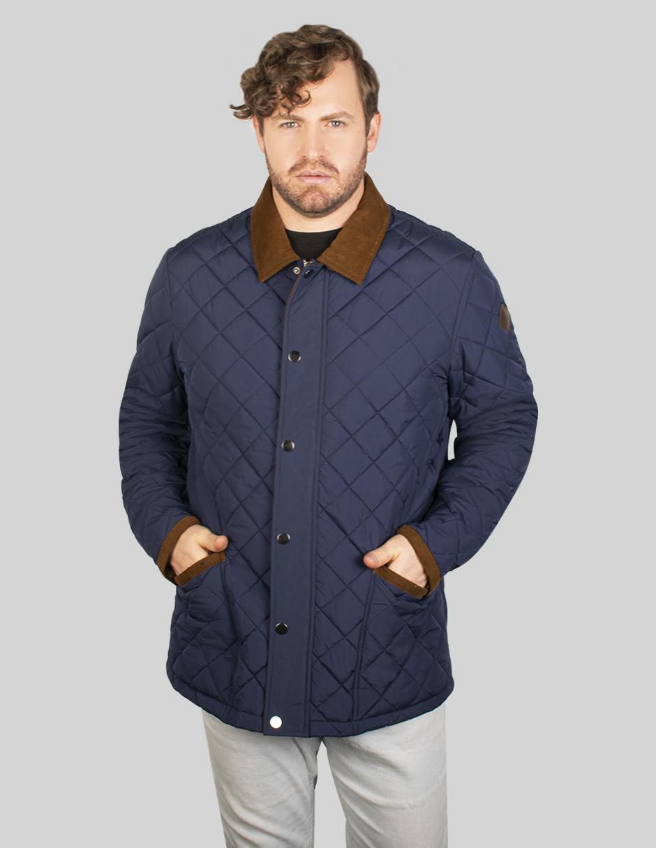 Chamarra capitonada cuello a contraste para hombre