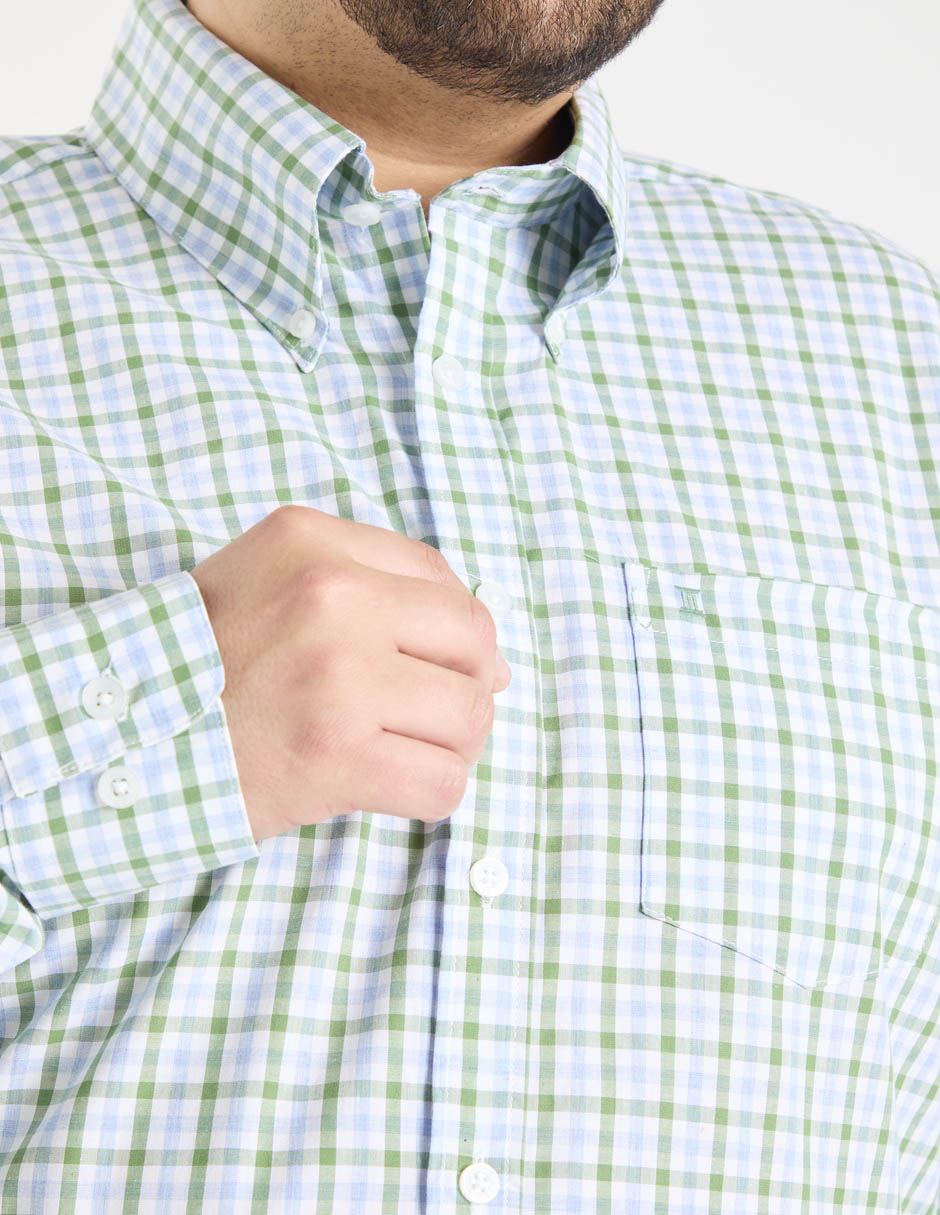 Camisa casual de algodón manga larga para hombre