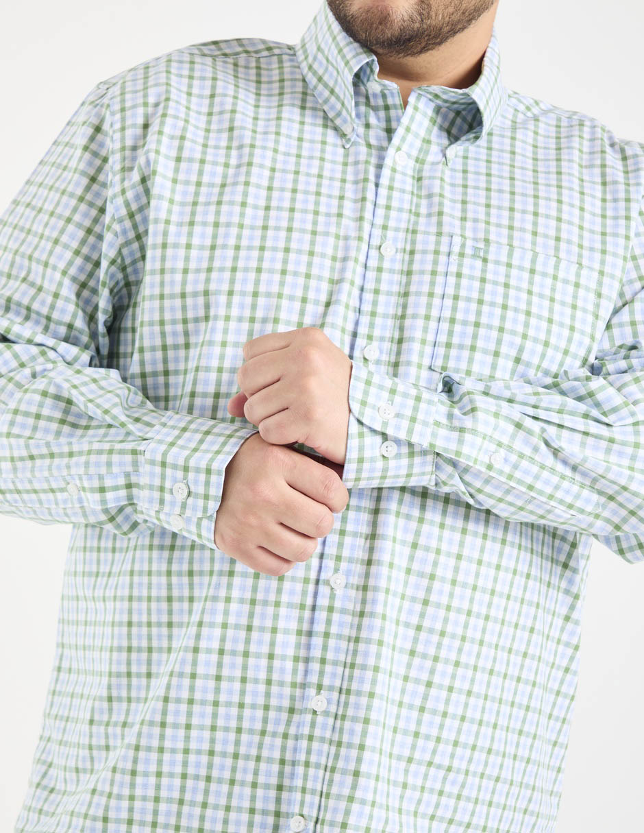 Camisa casual de algodón manga larga para hombre