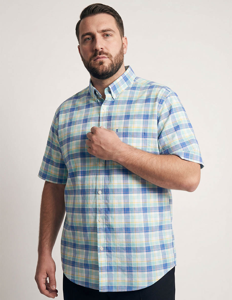 Camisa casual de algodón manga corta para hombre
