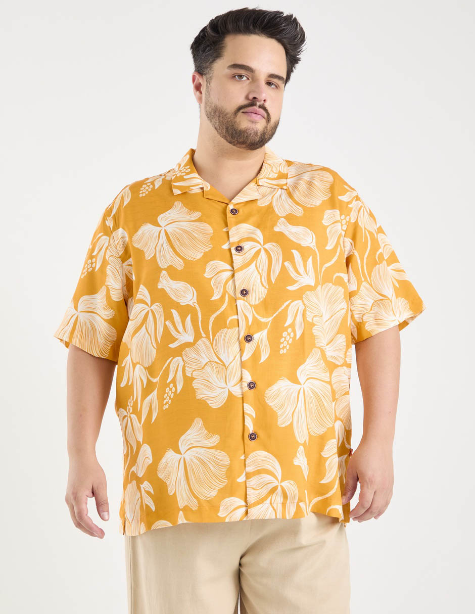 Camisa casual de algodón manga corta para hombre