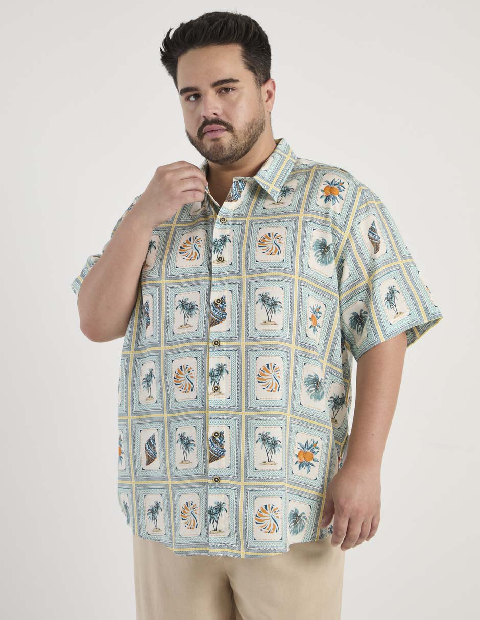 Camisa casual manga al codo para hombre