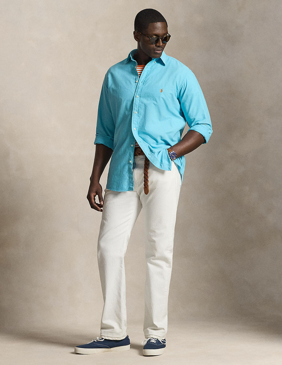 Camisa casual polo ralph lauren manga larga para hombre 3