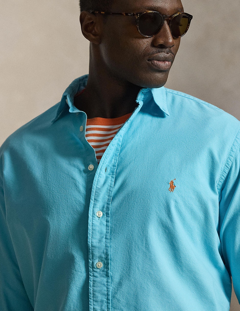 Camisa casual polo ralph lauren manga larga para hombre 4