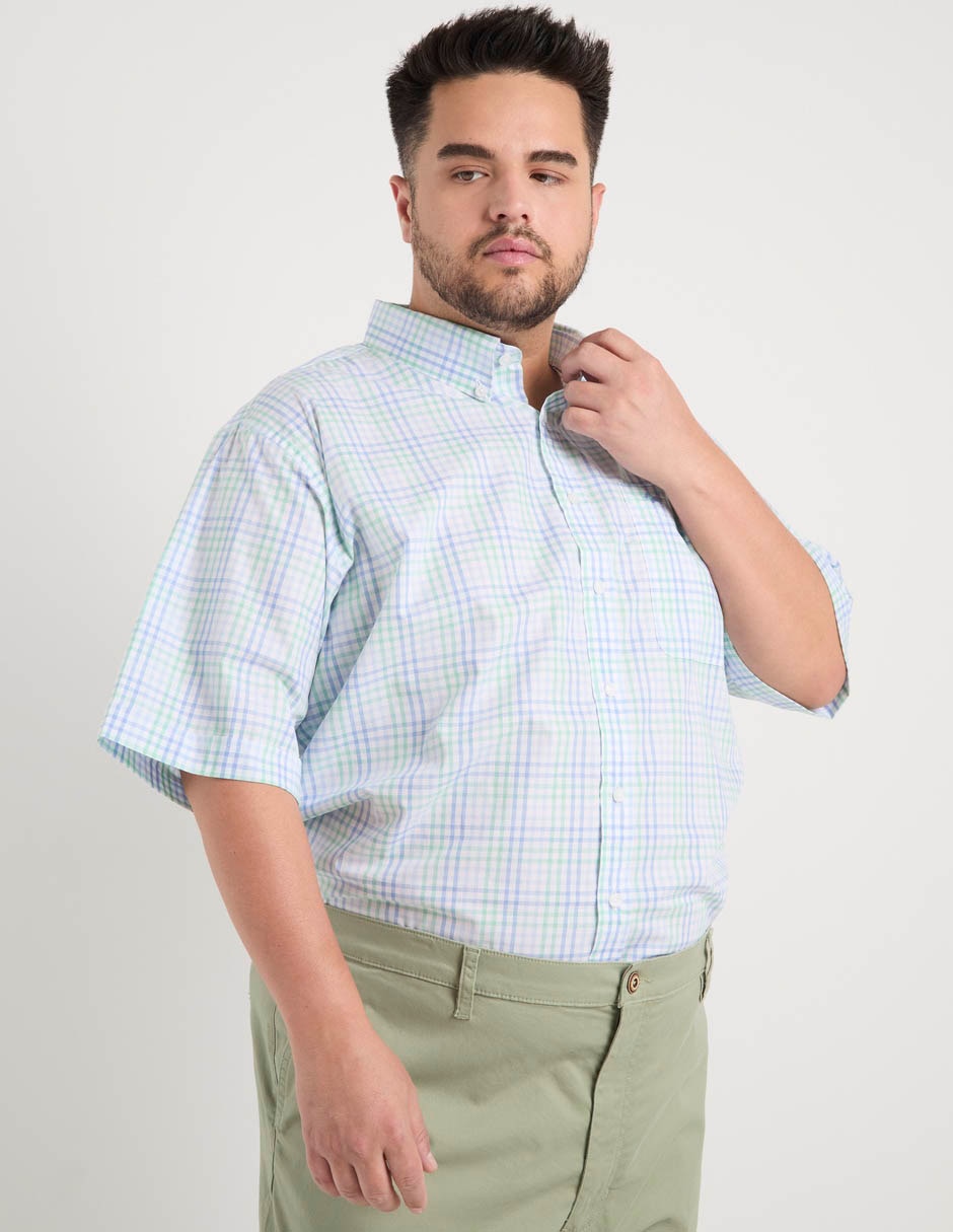Camisa casual ferrioni de algodón manga al codo para hombre