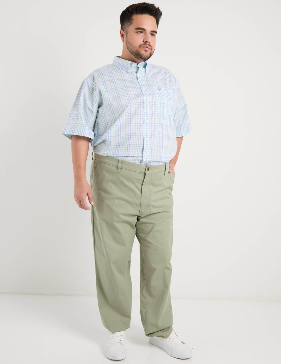 Camisa casual ferrioni de algodón manga al codo para hombre