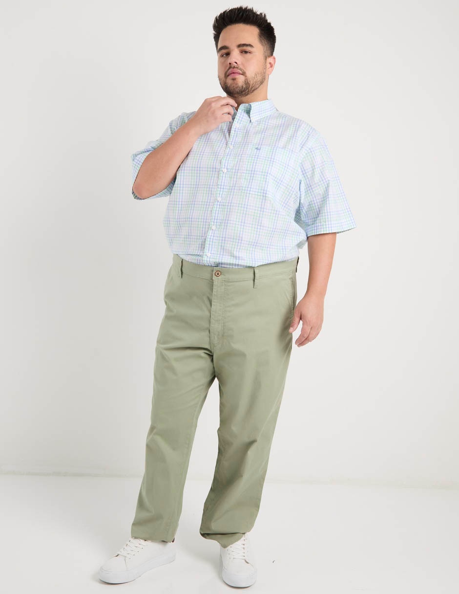 Camisa casual ferrioni de algodón manga al codo para hombre