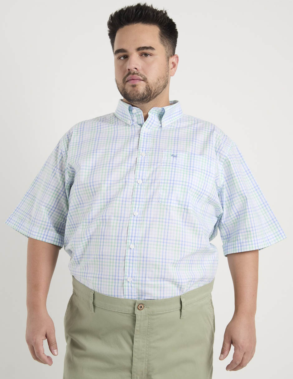 Camisa casual ferrioni de algodón manga al codo para hombre