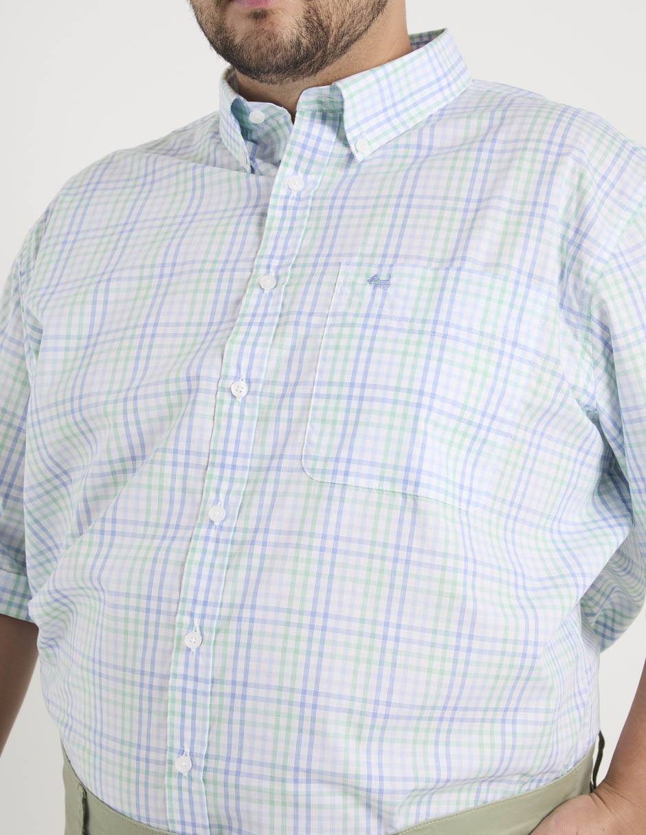Camisa casual ferrioni de algodón manga al codo para hombre