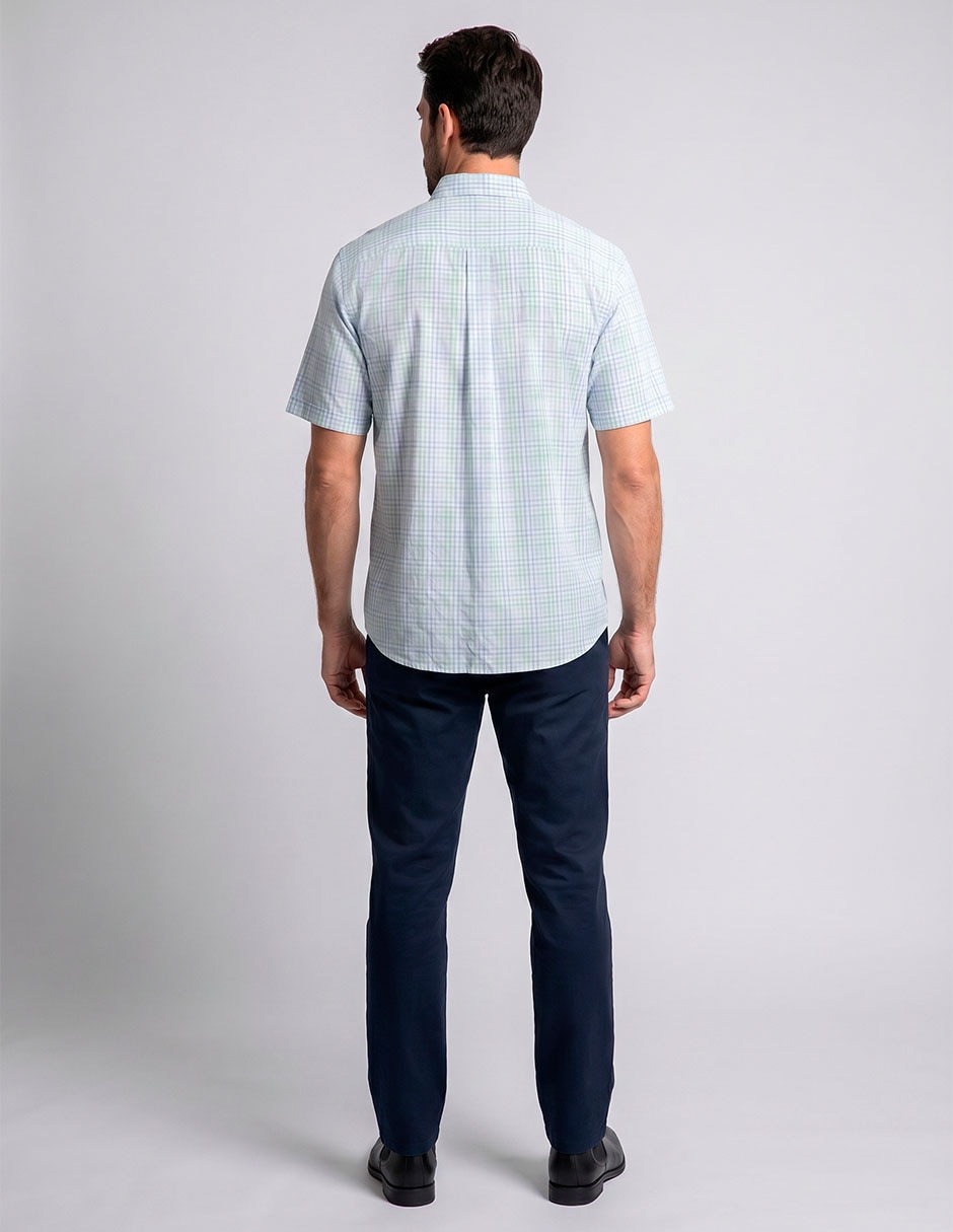 Camisa casual ferrioni de algodón manga al codo para hombre