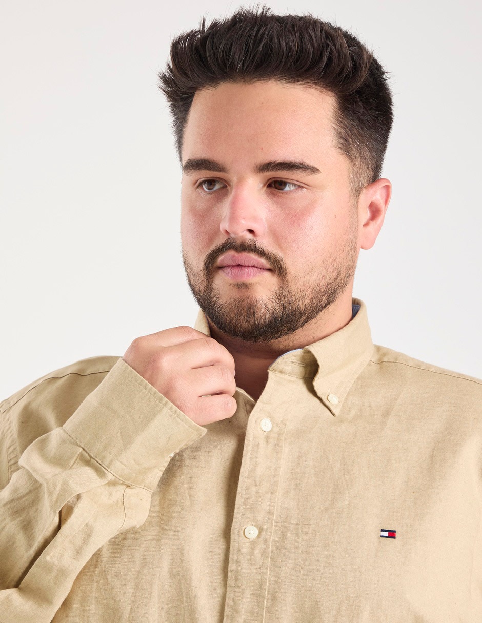 Camisa casual tommy hilfiger de algodón manga larga para hombre