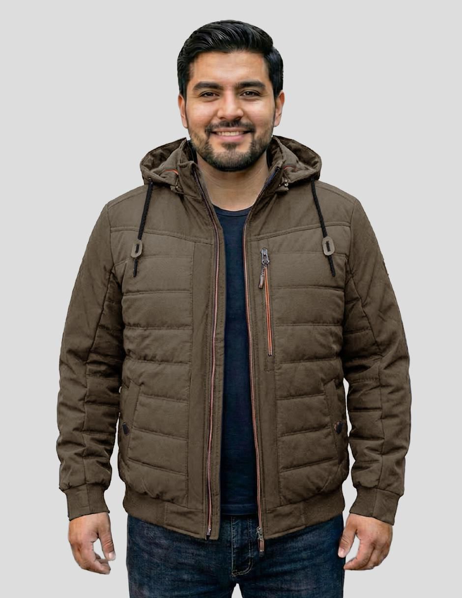 Chamarra capitonada capucha desmontable para hombre 2