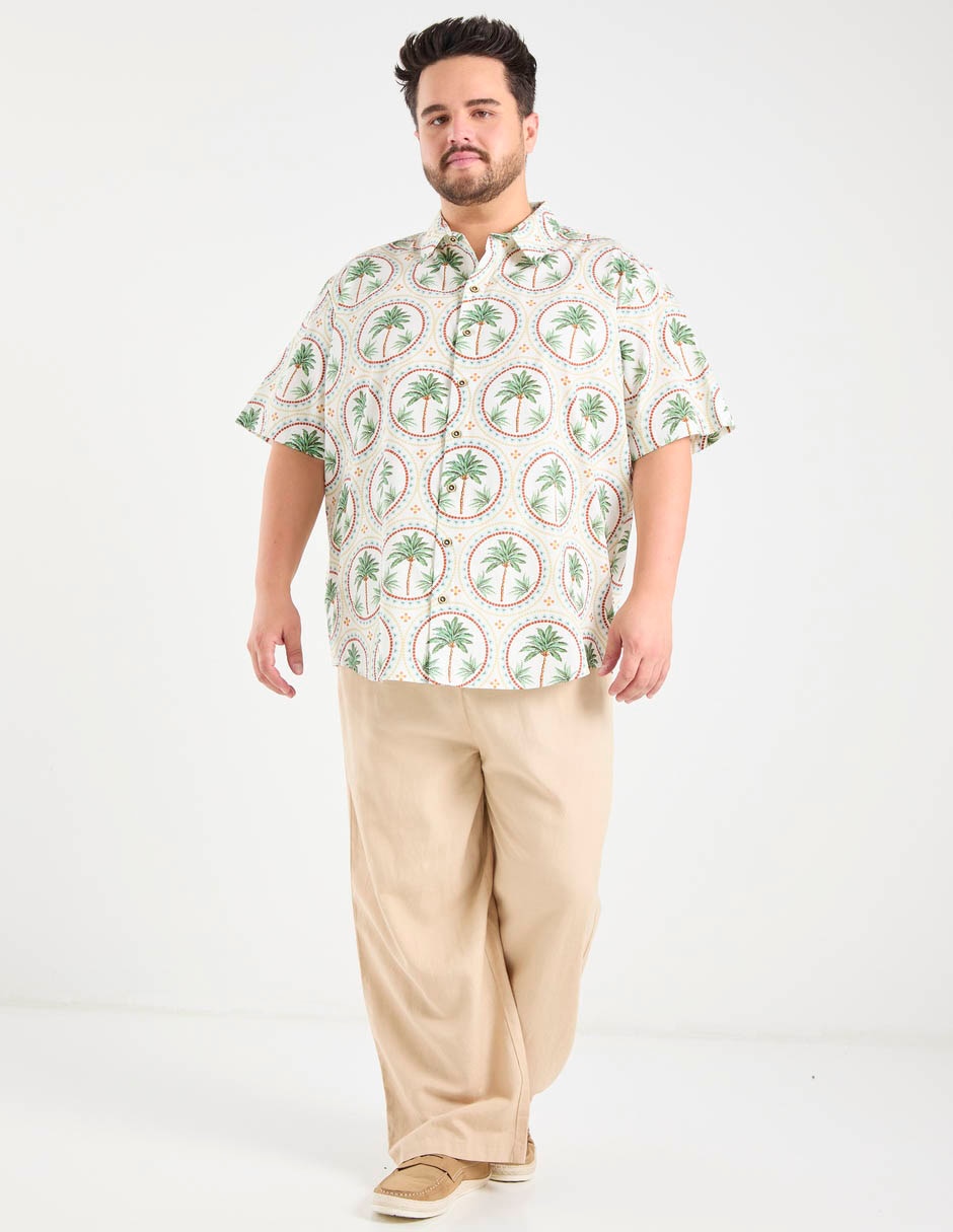 Camisa casual de lyocell manga corta para hombre