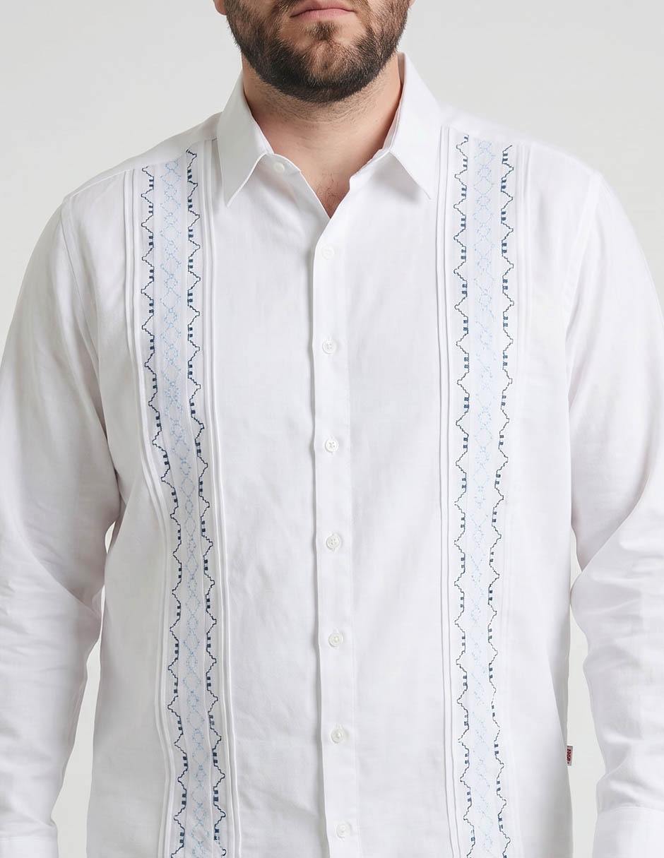 Guayabera manga larga para hombre 4