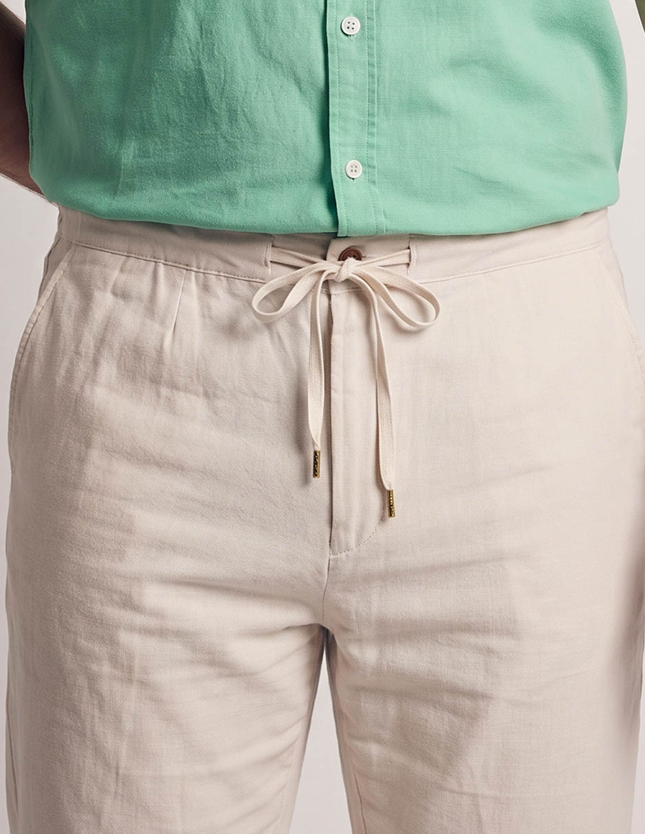 Pantalón formal regular slim de algodón y lino para hombre 4