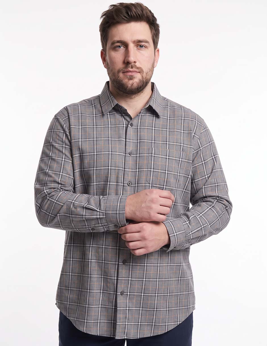 Camisa casual de algodón manga larga para hombre Camisa casual de algodón manga larga para hombre