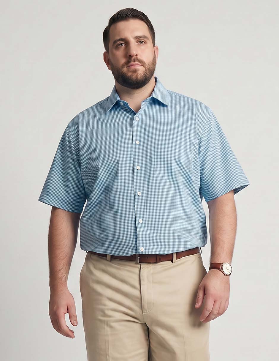 Camisa casual Dioro de algodón manga a codo para hombre