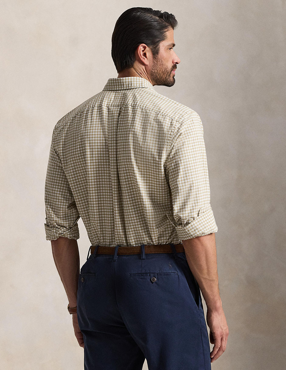 Camisa casual polo ralph lauren de algodón manga larga para hombre