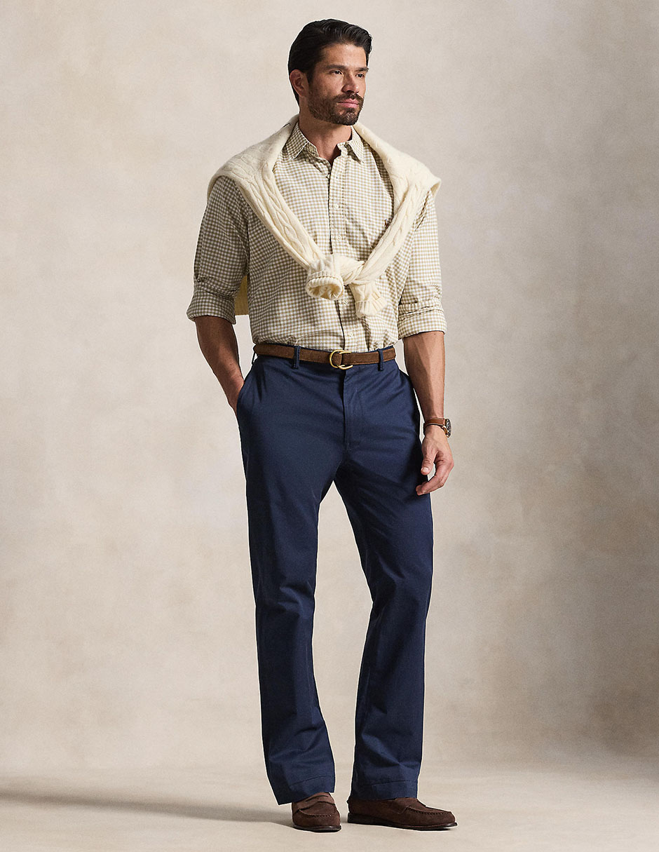Camisa casual polo ralph lauren de algodón manga larga para hombre
