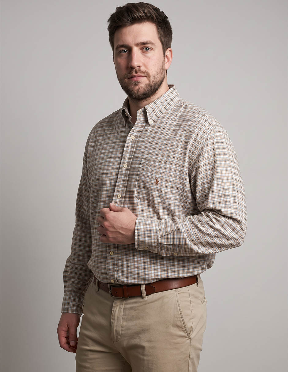 Camisa casual de algodón manga larga para hombre 1