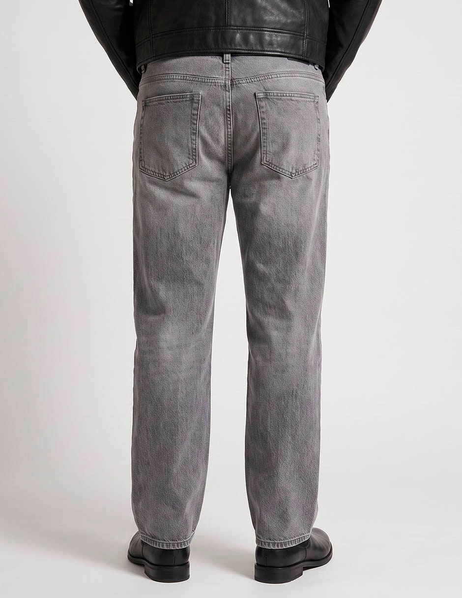 Jeans straight lavado claro para hombre 2