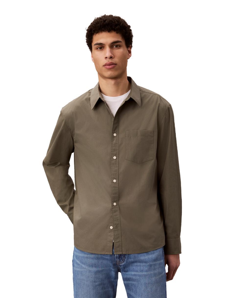 Camisa casual de algodón manga larga para hombre