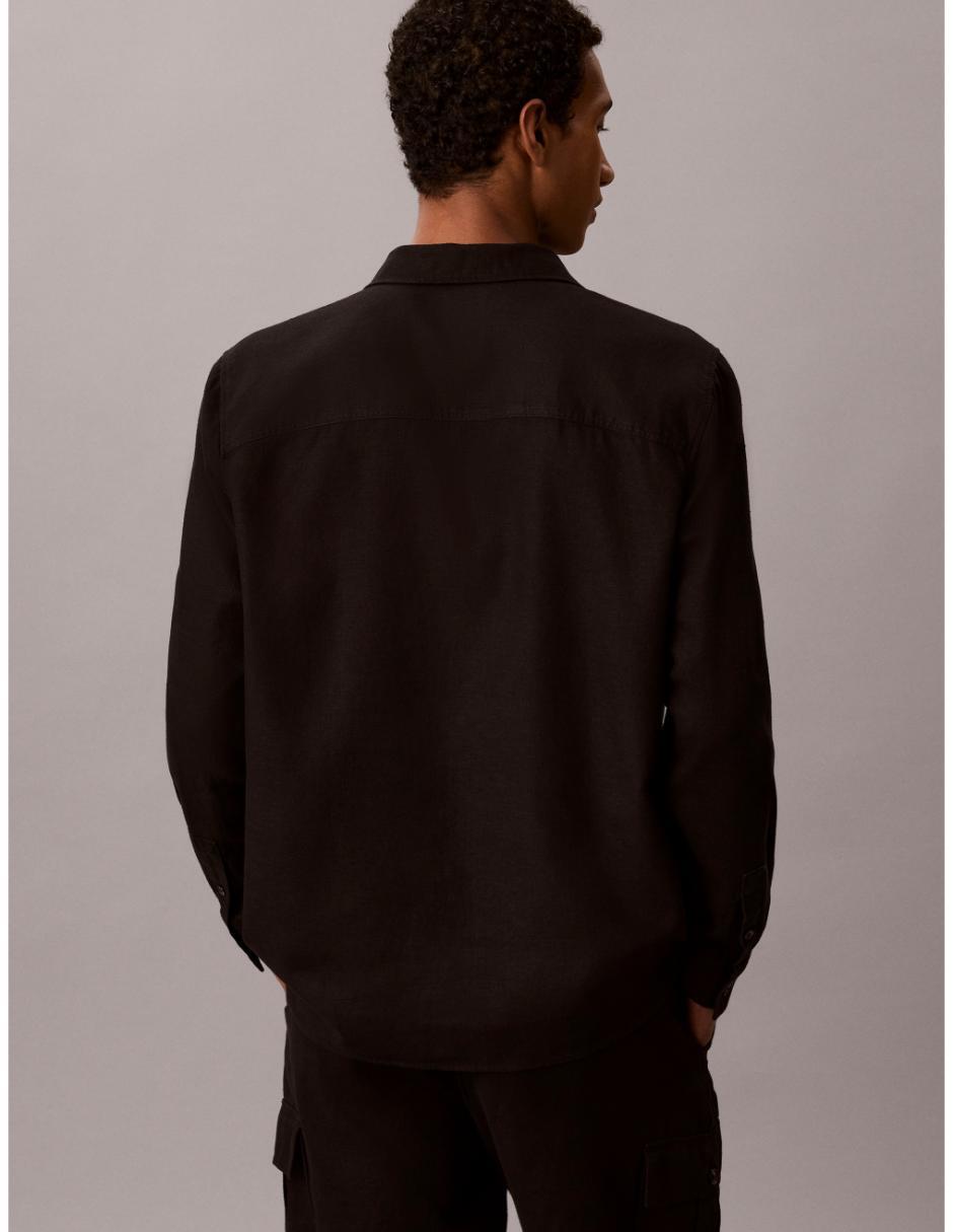 Camisa casual de lino manga larga para hombre 2