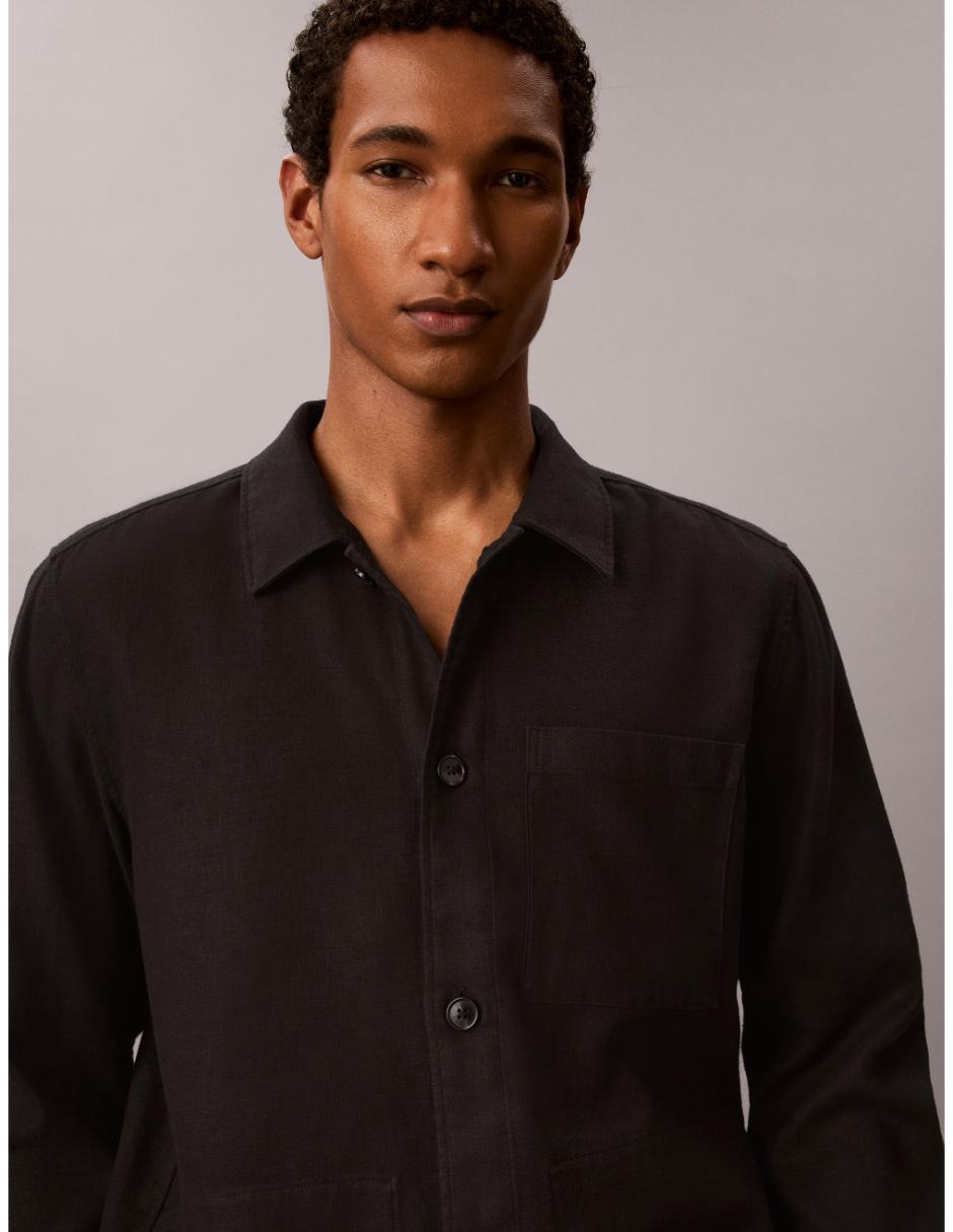 Camisa casual de lino manga larga para hombre 3