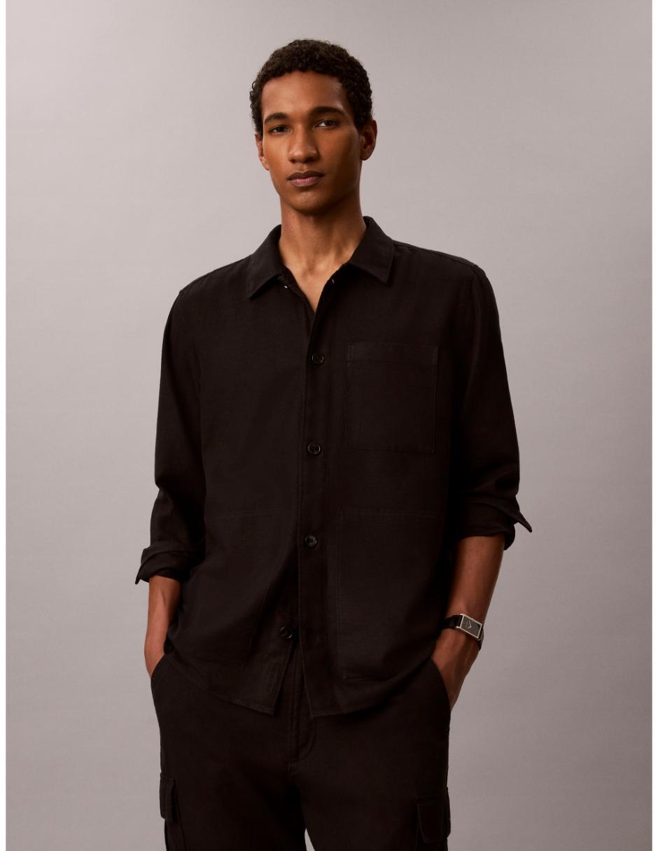 Camisa casual de lino manga larga para hombre