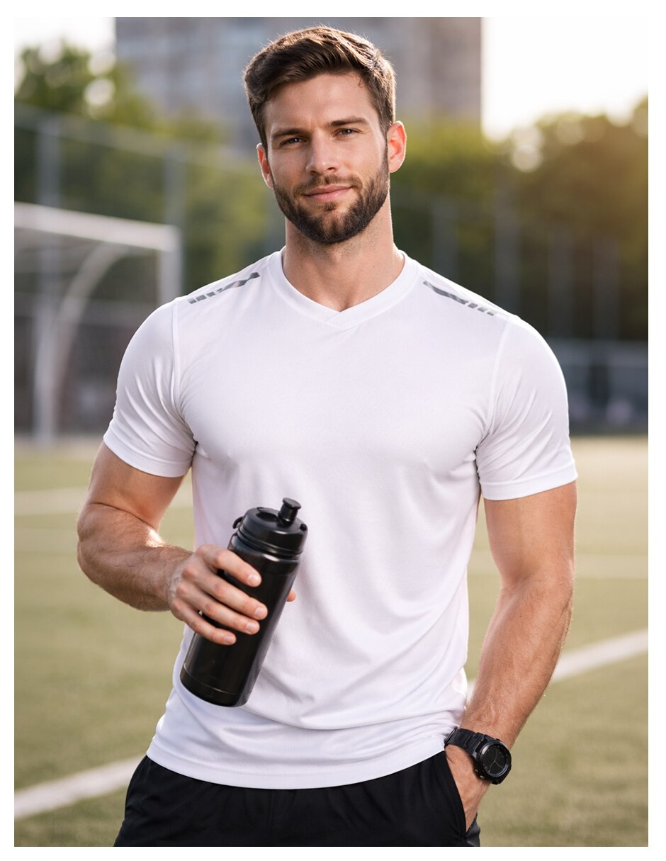 Set playera cuello V para hombre 9