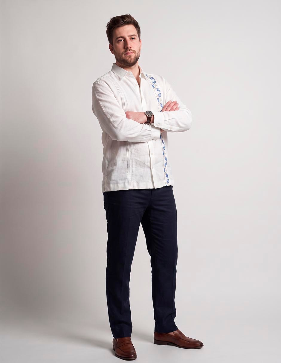 Guayabera manga larga para hombre 3