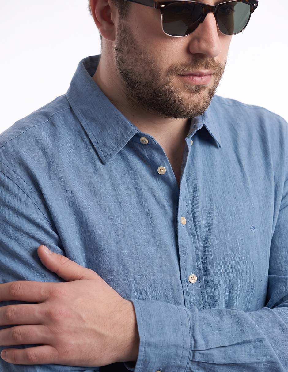 Camisa casual manga larga para hombre 4