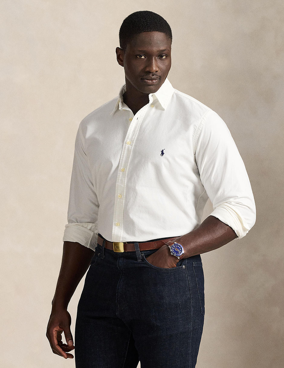 Camisa business casual de algodón manga larga para hombre