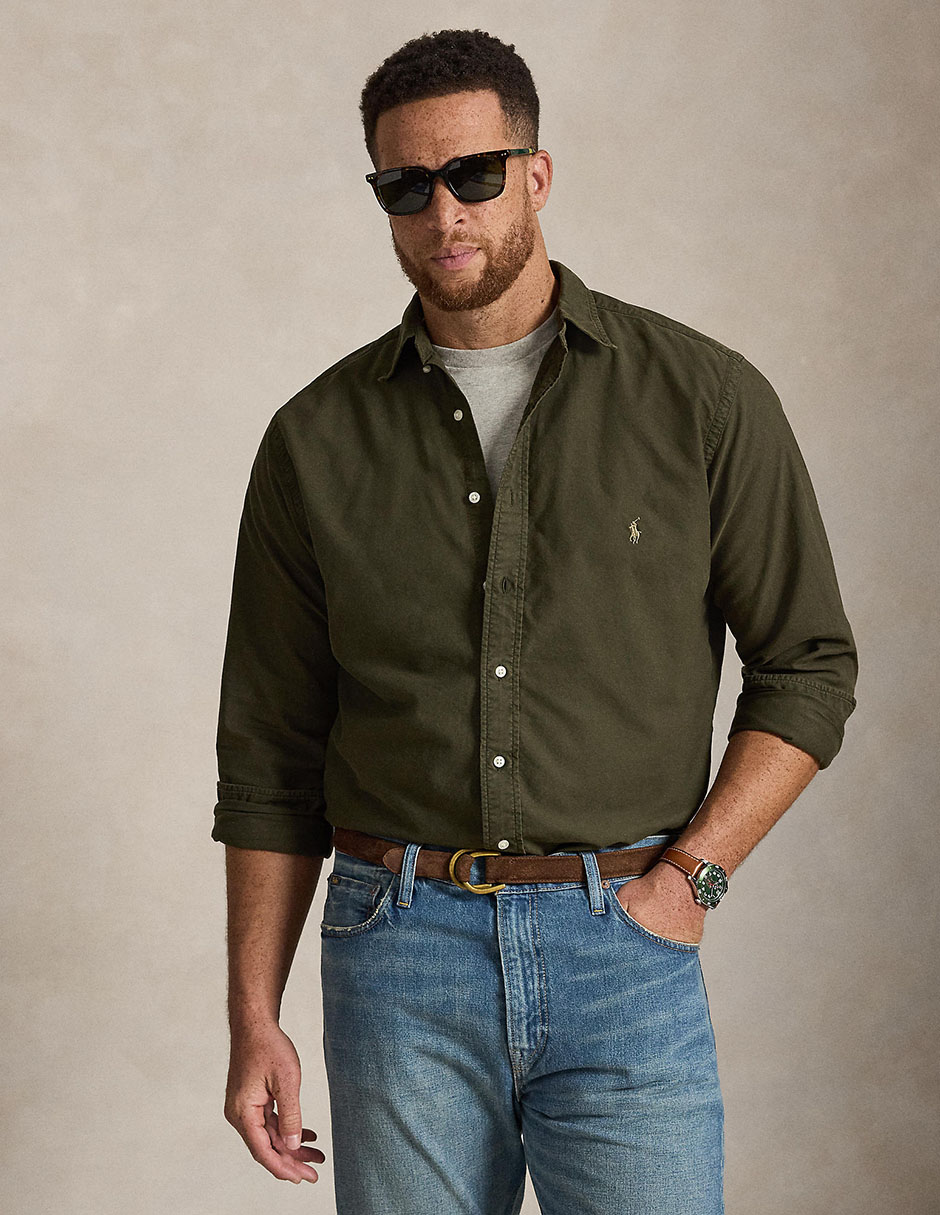 Camisa casual de algodón manga larga para hombre